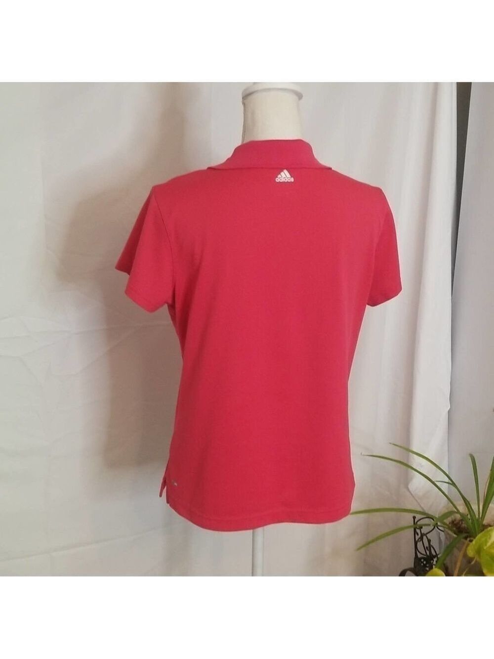 Adidas L golf top short sleeve polo button collared embroidered logo Climalite - Picture 6 of 11